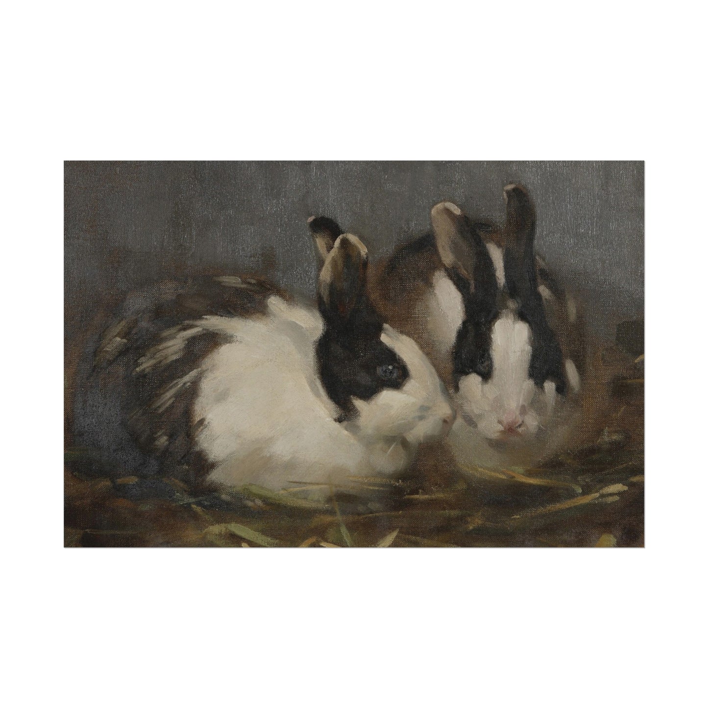 Pair Of Bunnies Vintage Art 017:  Mailed Print