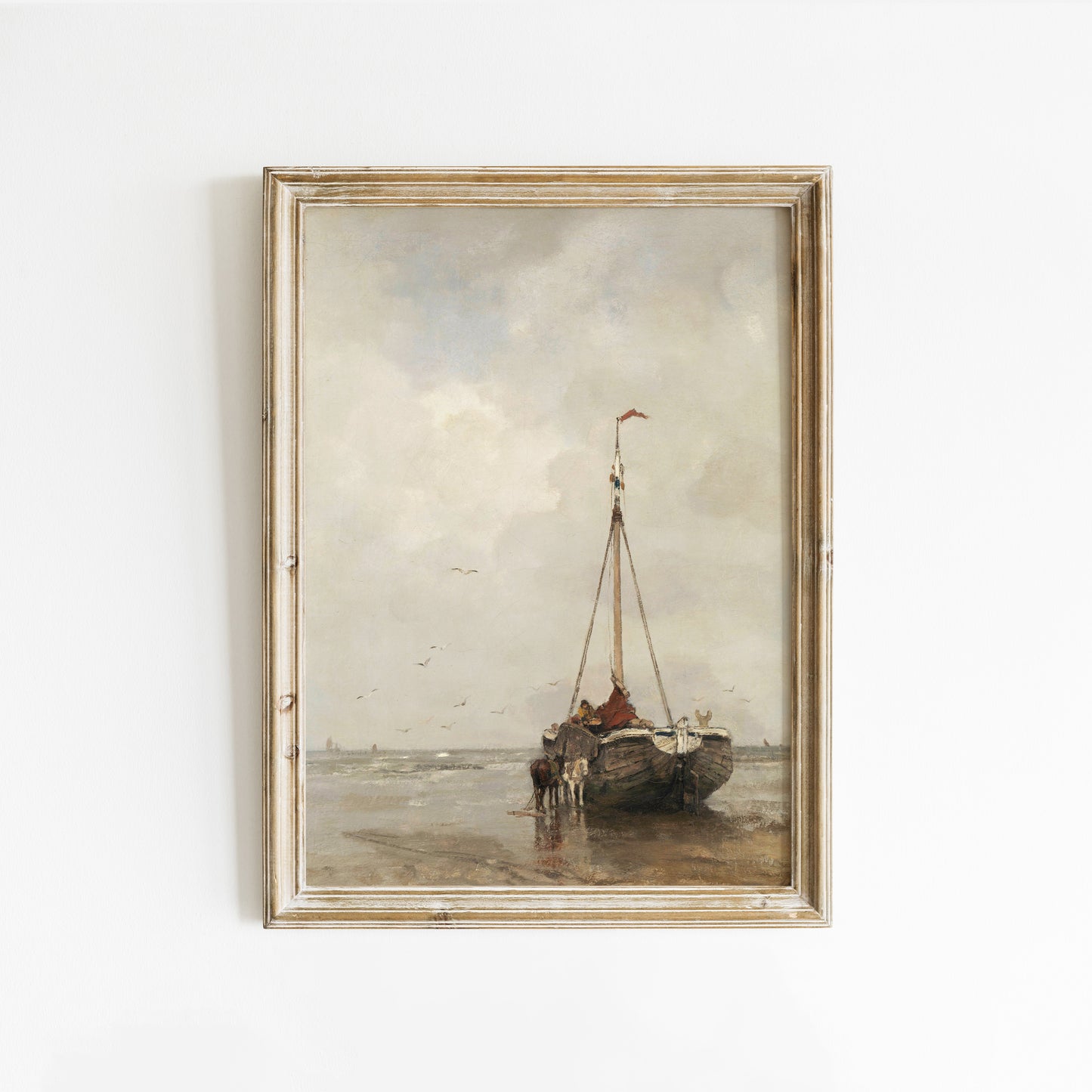 Fishing Boat on Beach Vintage Art 013: Digital Download