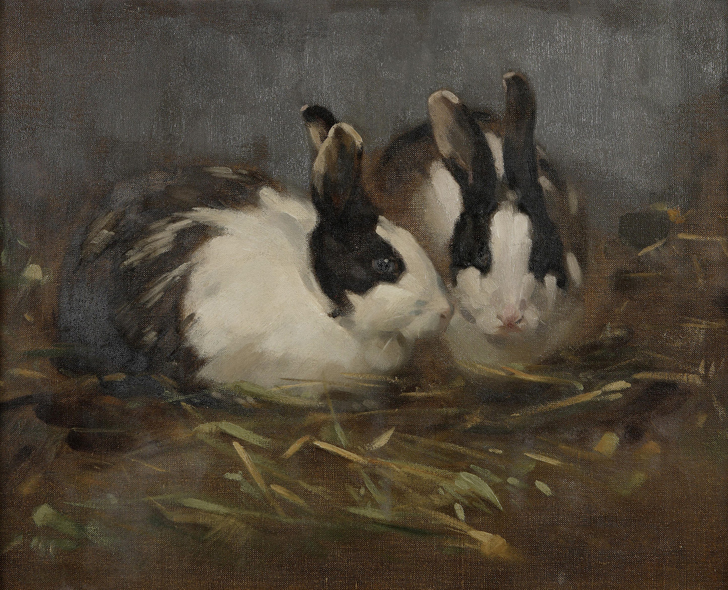 Pair Of Bunnies Vintage Art 017: Digital Download