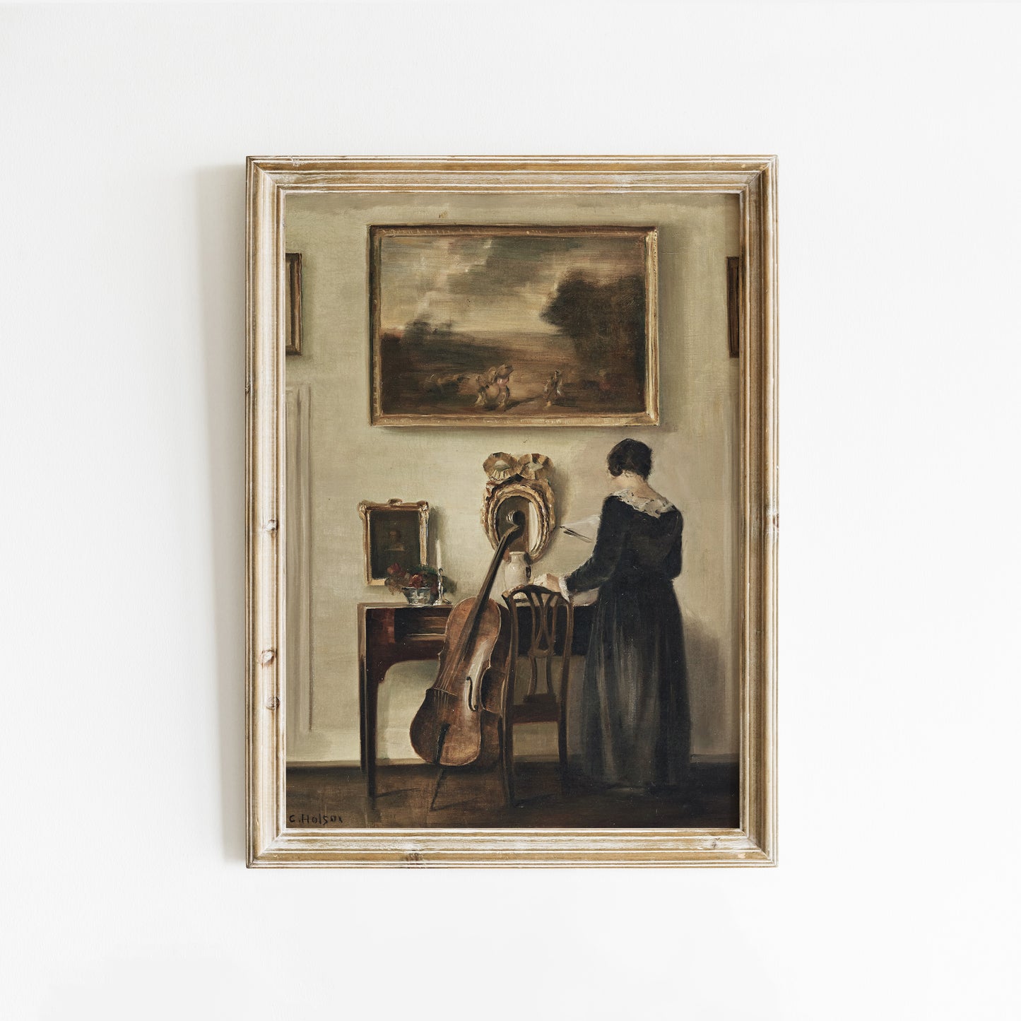 Woman And Cello Vintage Art 003: Digital Download